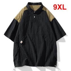 Thin T-shirt Men Plus Size 9XL Summer Short Sleeve Tshirts Fashion Casual Patchwork Tops Tees Male Big Size 9XL