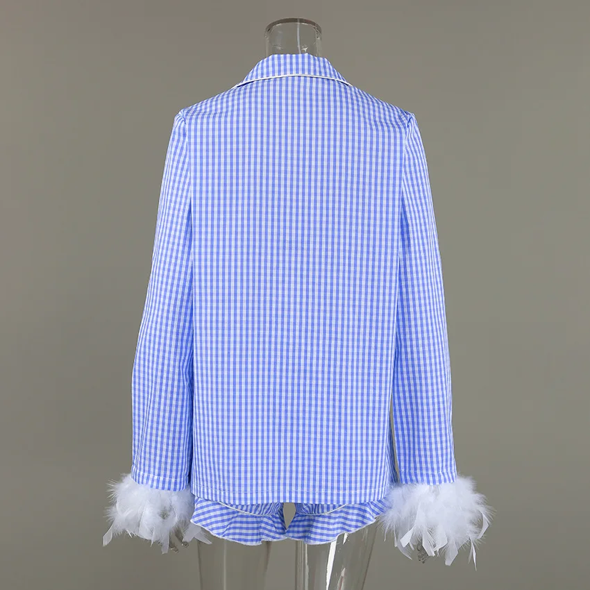 Autumn Thickened Breadth Two Piece Short Sets Down Quilted Coat Women's Long Sleeve Blouse+Wide Leg Shorts Loose Outerwear