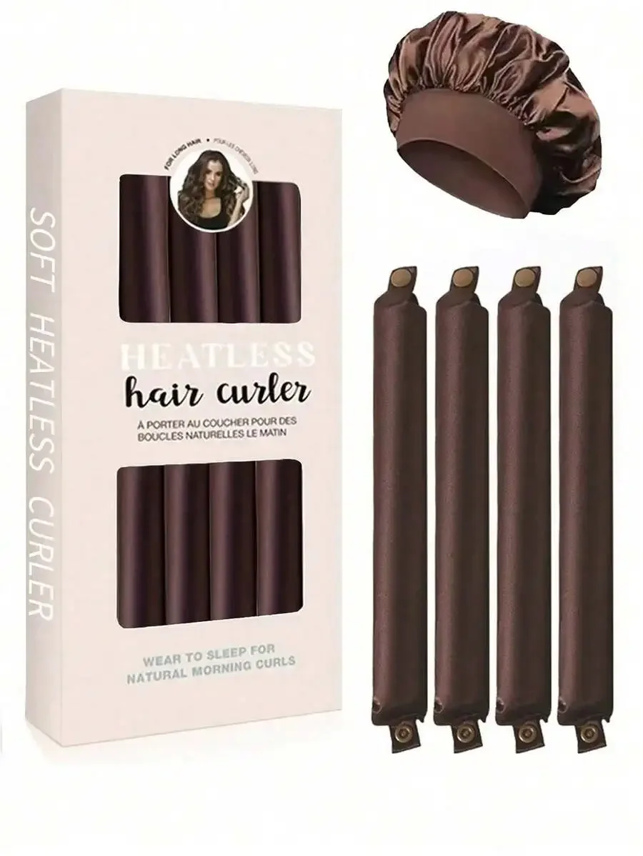 No-Heat Silk Hair Curlers Set, Soft Elastic Hair Rollers for Long Hair, Manual Styling Tools, Sleep Curling Accessories view 6