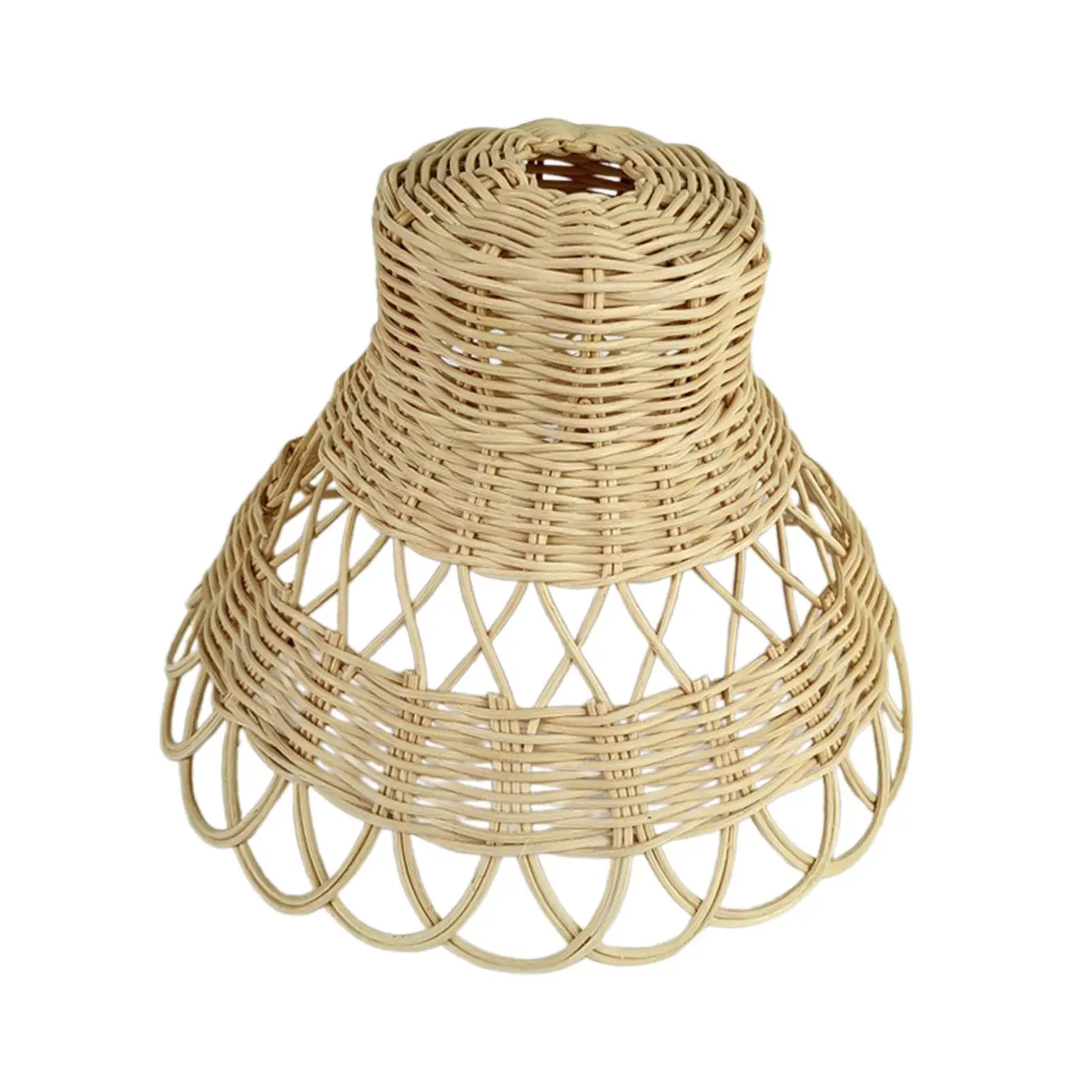 Handmade Rattan Lamp Shade Openwork Hanging Lighting Cover Pendant Lampshade for Living Room Bedroom Study Light Decor