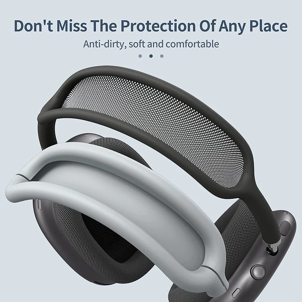 1 Set Headphone Accessories Earphone Silicone Protective Case Scratch-Resistant Headband Cover for Airpods Max (Black)