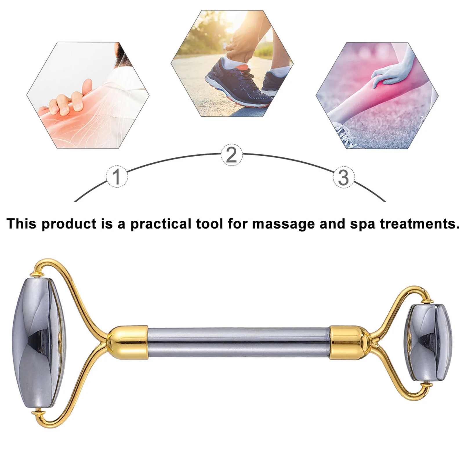 Roller Massager Stone Facial Self-care Tool Massaging Dual Heads Face Comb Firming Skin Ore Wrinkles Natural