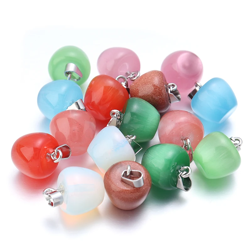 2pcs Natural Stone Apple Pendants for DIY Making