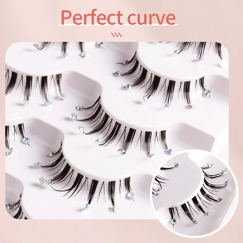 Natürliches Make-up falsche Wimpern Diamant Korea Mode täglich Datierung gefälschte Wimpern Streifen Wimpern Verlängerung weiche Locken 5 Paare