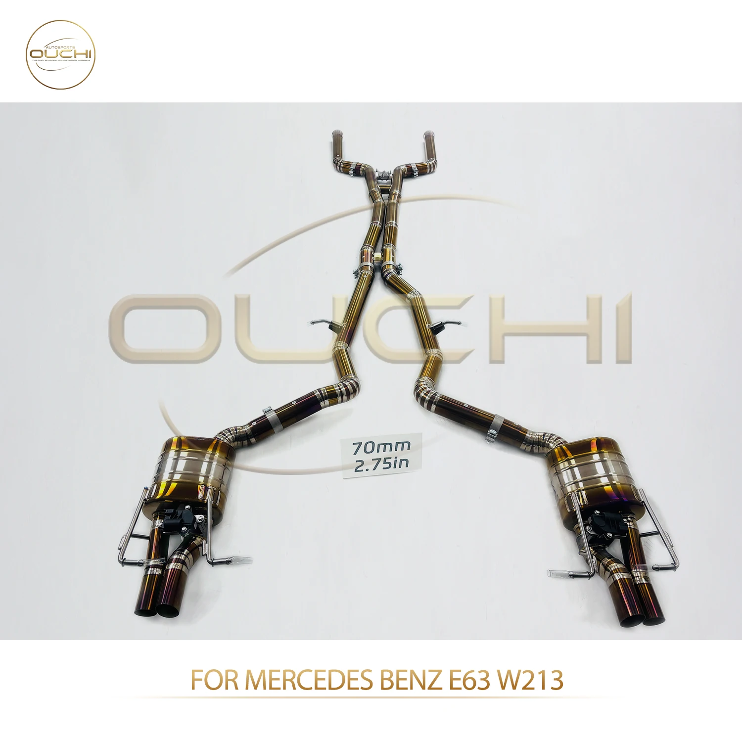 

OUCHI Factory Direct Sales TC4 Catback for Mercedes Benz E63 W213 70mm Pipe Electronic Valves Exhaust No Tips