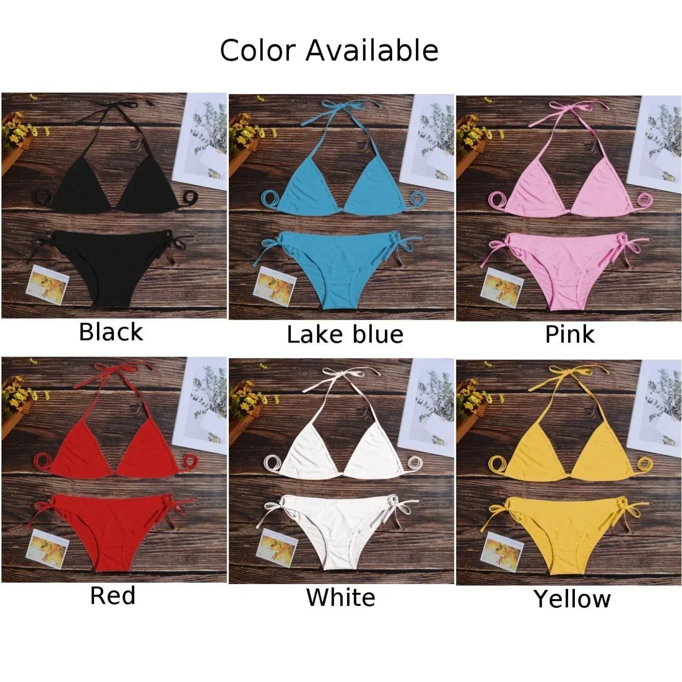 Sexy Underwear Woman Thong Women\'s Bikinis Set Sexy Two-piece Swimsuit Bandage Style Brazilian Breathable Solid Swimwear Summer