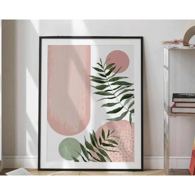 3pcs  frameless Pink Sage Green Abstract Wall Art Posters Bohemian Style Decorative Paintings Wall Art Multiple Suitable for Roo view 6