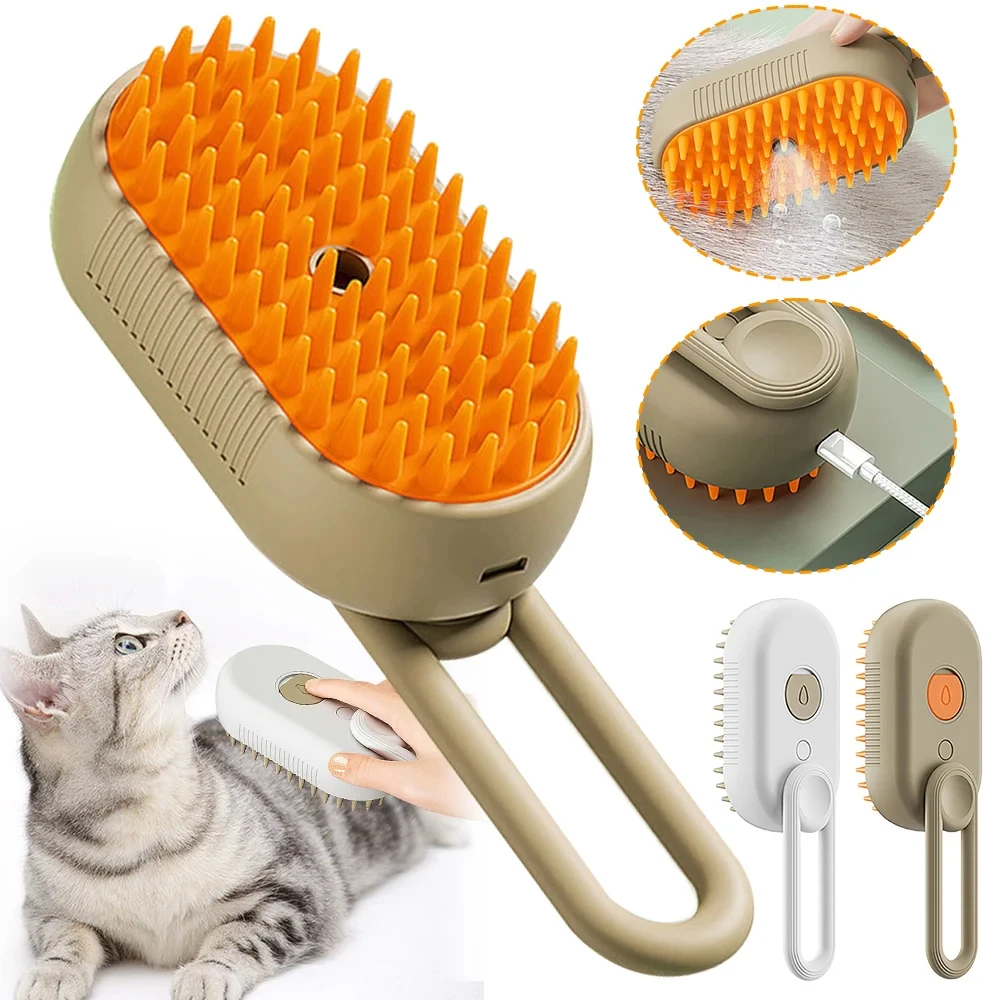 Steam Brush Cat Brush Cats Vaporizer Pet Hair Brush Remover Pets Cleaning Steamy Spray Massage Comb 3in1 Grooming Supplies