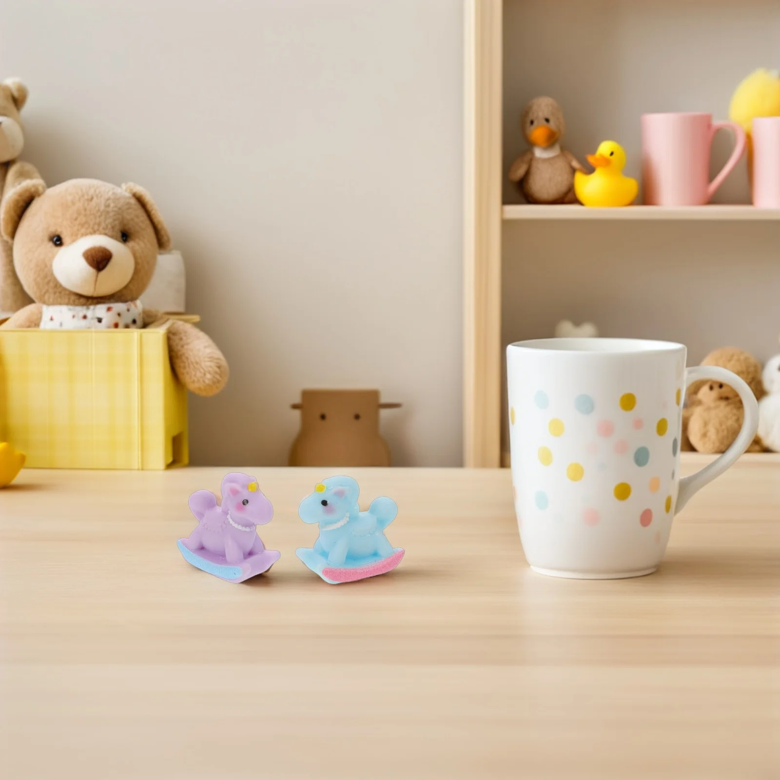 10 stks Macaron Kleur Mini Hobbelpaard Hars Paard Ornament Voor Verjaardagsfeestje Kerst Taart Decor Desktop Leuke Figuur