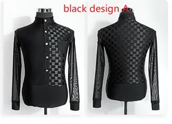 New white black men Male latin ballroom pratice competition shirt man latin dance shirt× BY350