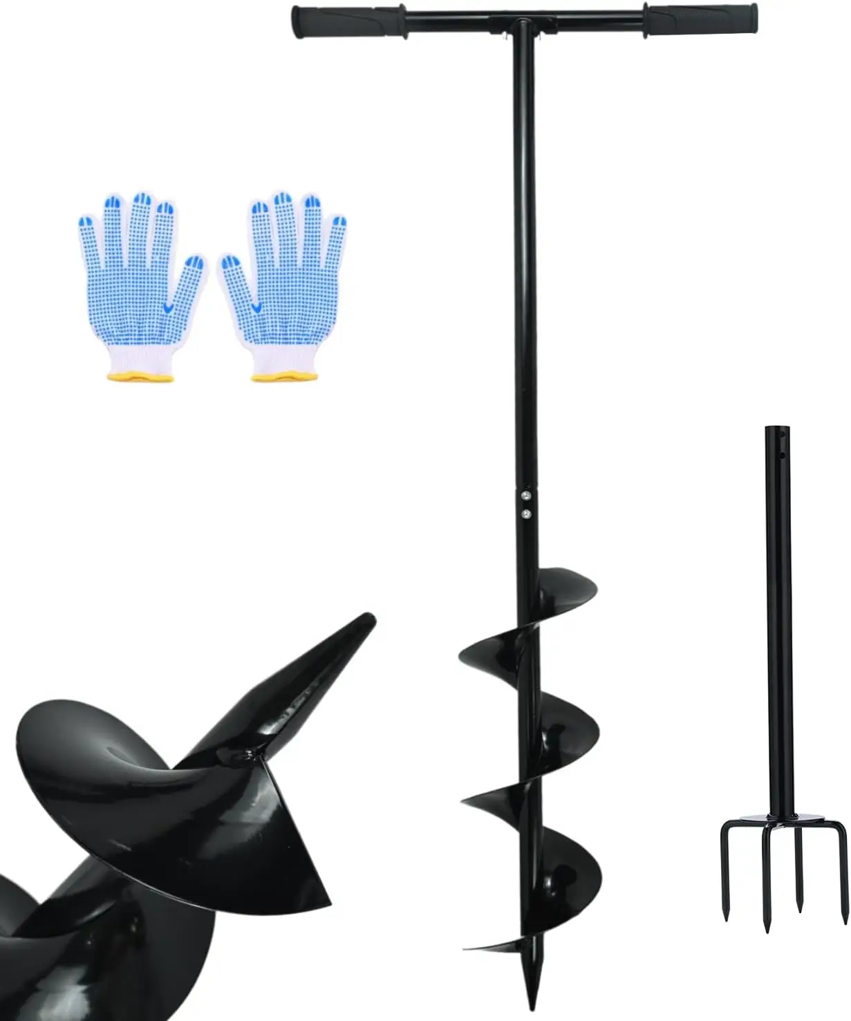 

Многофункциональный ручной садовый бур 2-в-1 для посадки и копания, инструмент для бурения отверстий под столбы 6x42,9 дюйма с нескользящей рукояткой