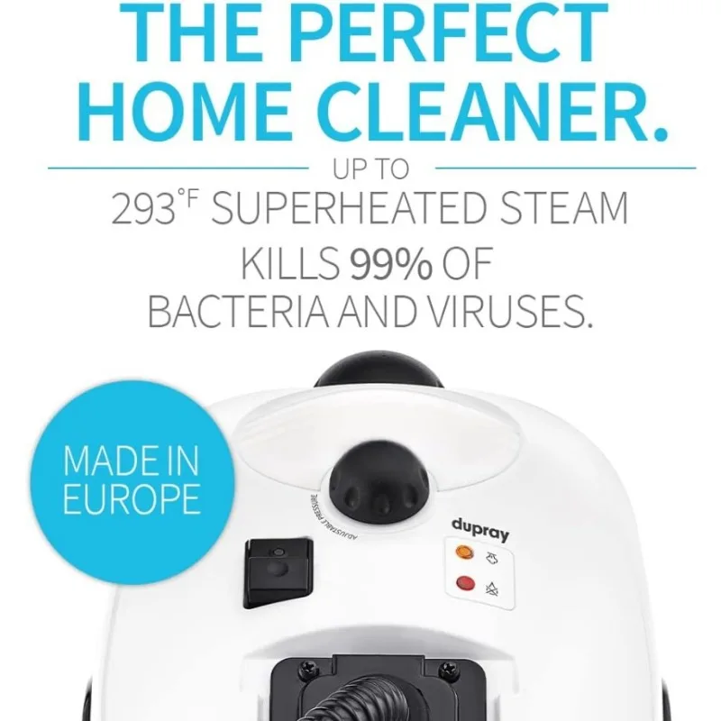 Dupray HOME Limpiador a vapor hecho en Europa mata 99.99% * Virus de bacterias para desinfección y limpieza de suelos, automóviles, azulejos y más