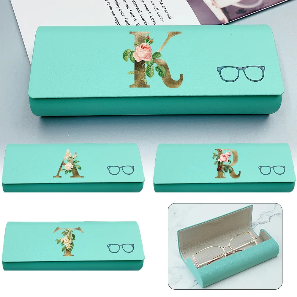 

Eyeglass Case Hard Frame Eyewear Case Portable Myopia Storage Box Sunglasses Reading Glasses For Men Women Golden Flower Pattern