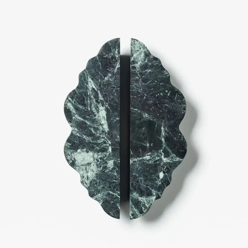 Luxurious wave-shaped marble wardrobe door handles made of natural stone