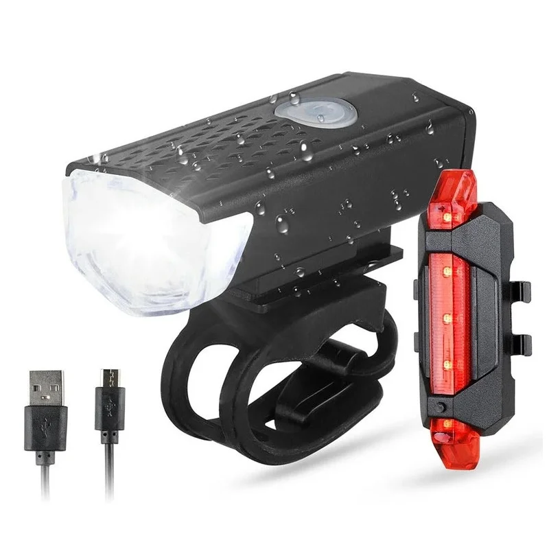 10 sets Bicycle Light Bike Lamp USB Rechargeable MTB Road Front Back Headlight Bicycle Flashlight Bike Accessories