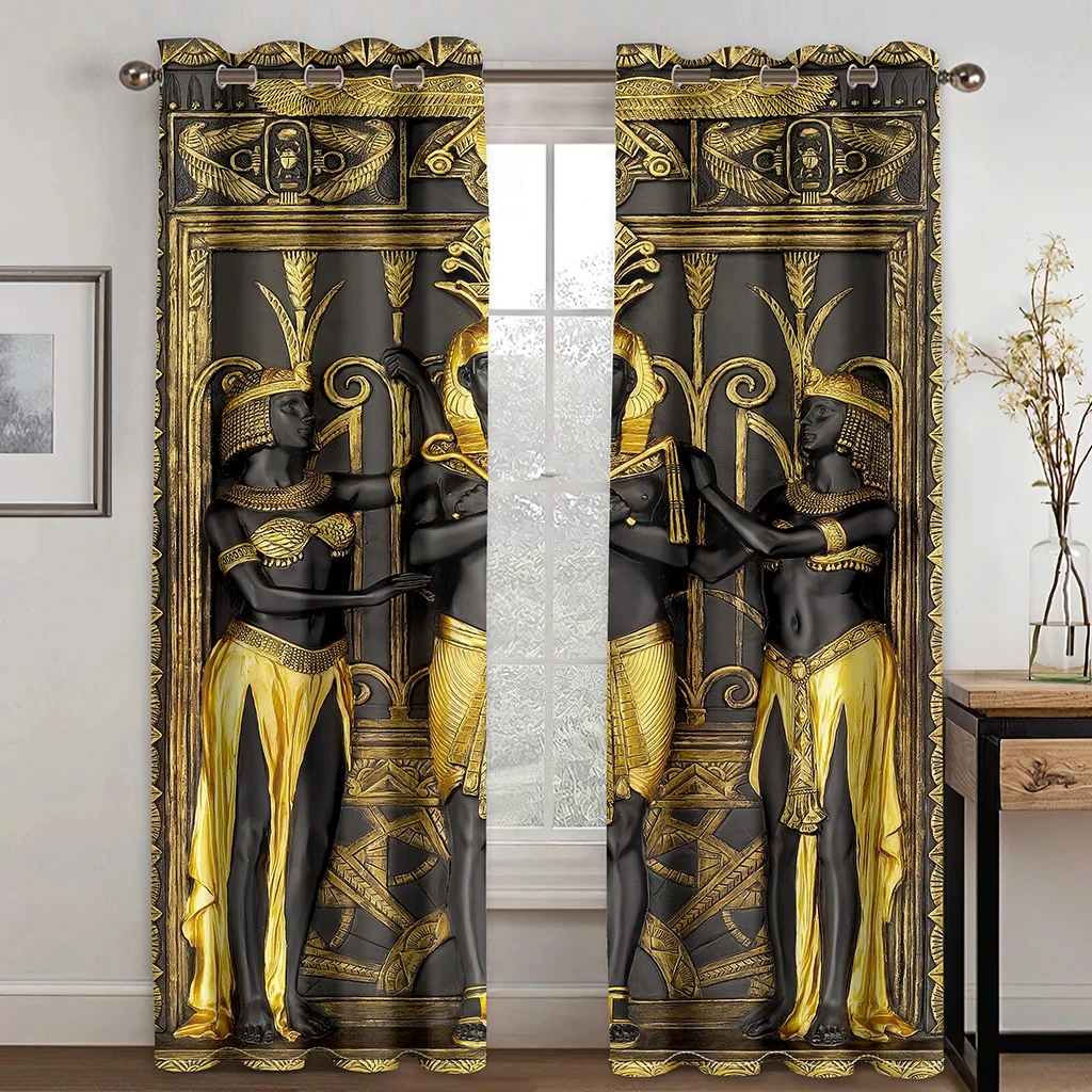 Ancient Egypt Window Curtains, Retro Drapes Decor for Bedroom Living Room Home Decor Vintage Egyptian Murals Different Pattern