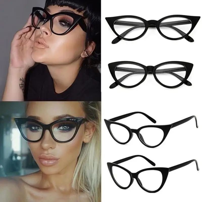 Trends   Women Cat Eye Clear Lens Glasses Classics Black Eyeglasses Frame Sexy Girls Eyewear Vintage