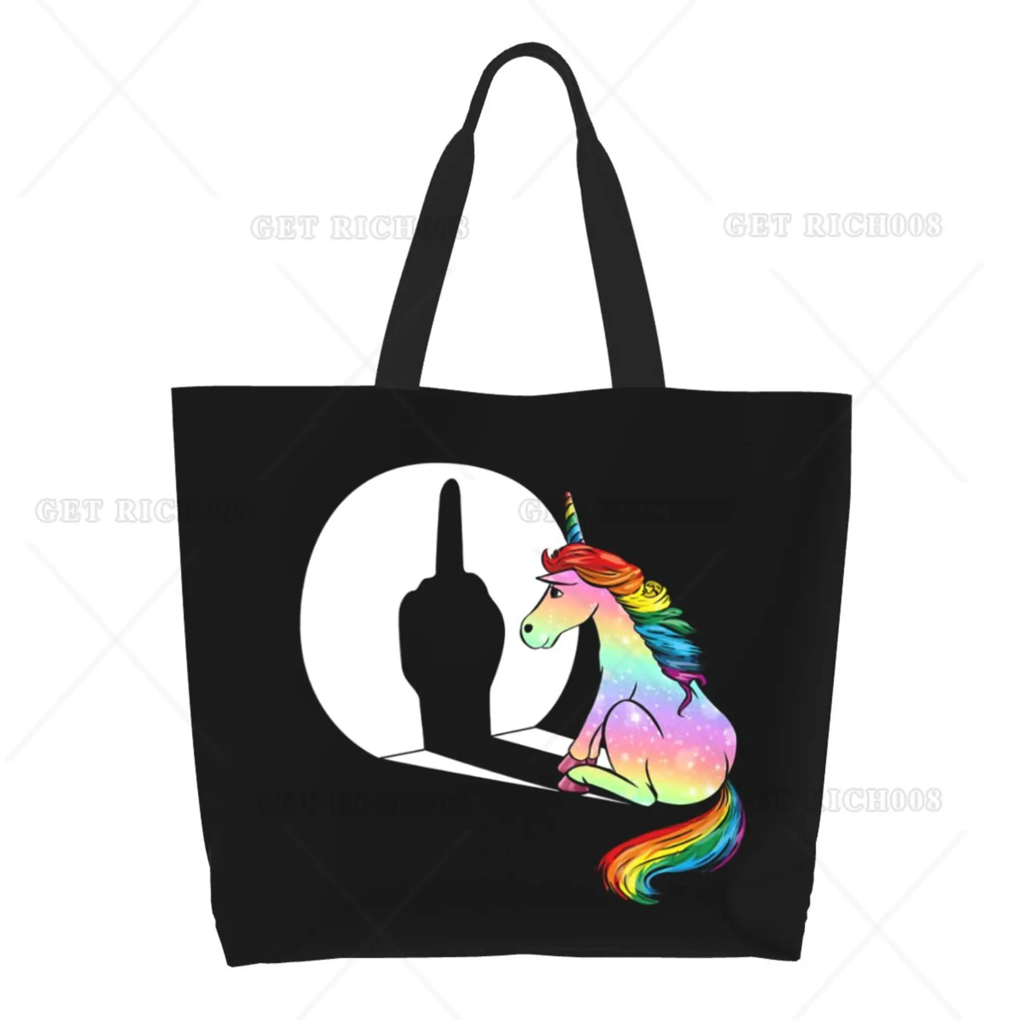 Funny Unicorn Rainbow FXXK borsa per la spesa a tracolla da donna Eco Bag Cute Tote Bag Fashion One Size Large HandBag