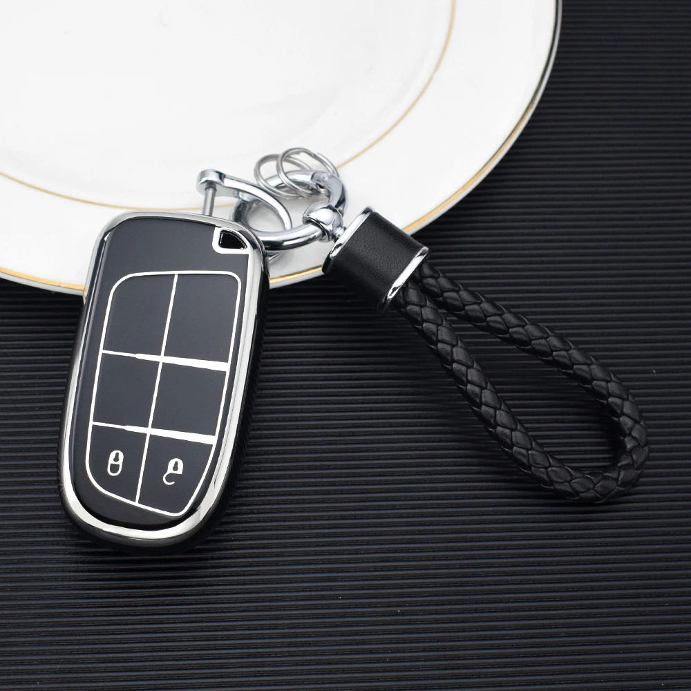 TPU Car Smart Key Case Shell for Jeep Cherokee Dodge Ram 1500 Journey Charger Dart Challenger Durango Chrysler 300 CY24 Fob