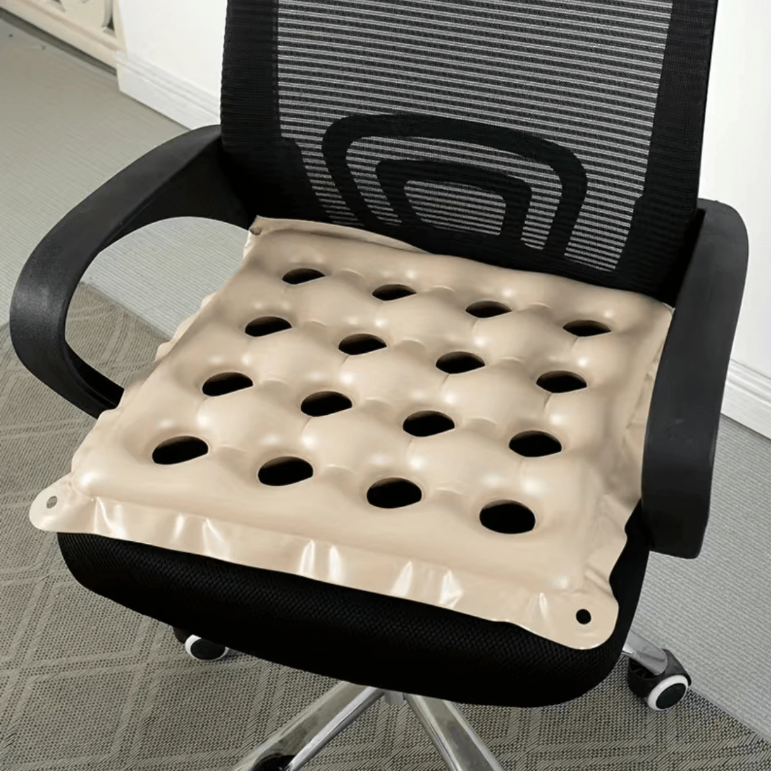 1pc Car Seat Cushion, Office Seat Cushion, Air Seat Cushion, 16-hole Square Cushion, Wheelchair Pvc Square Cushion, Anti-decubit