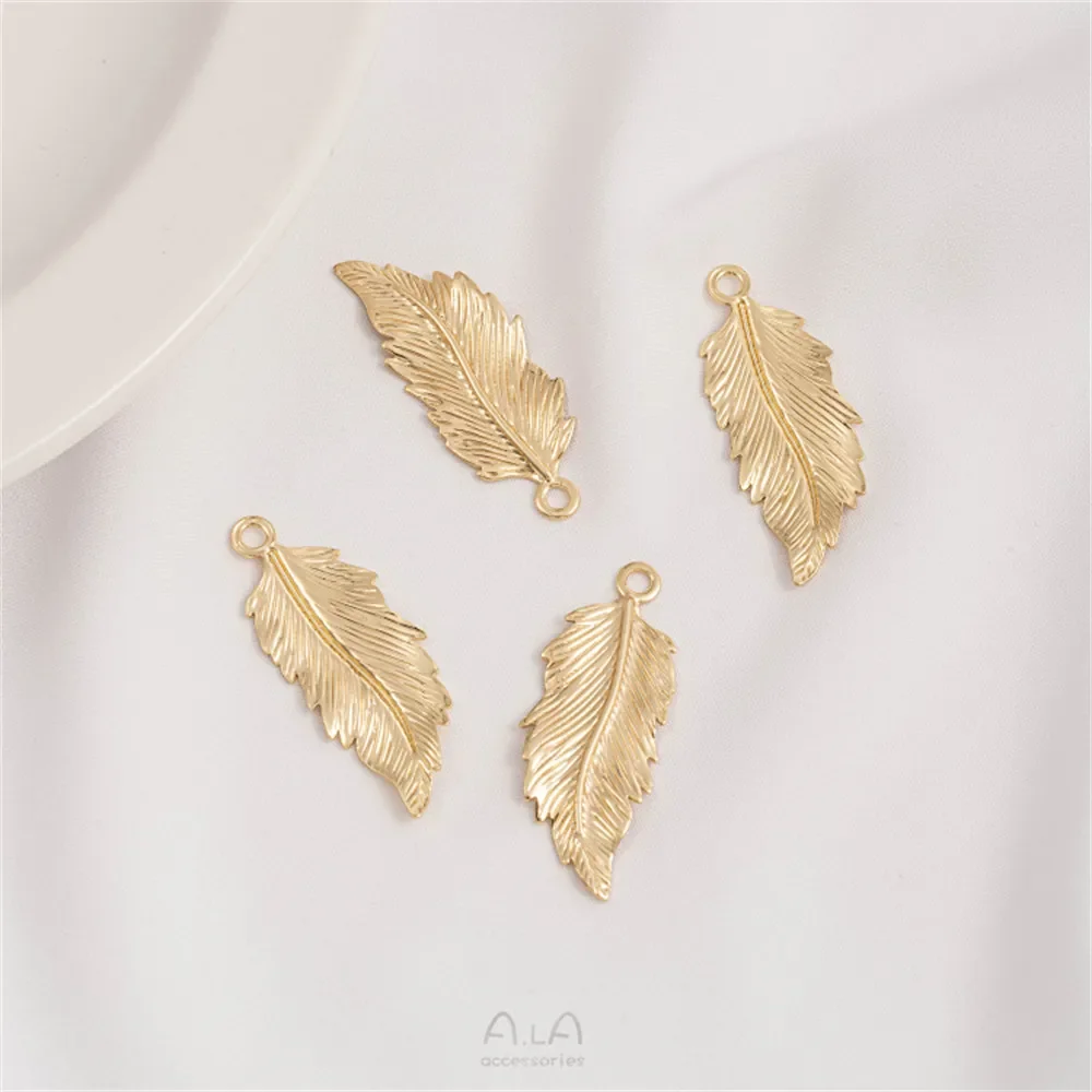 1PCS 14K Gold Color Plating Textured Ginkgo Leaf Pendant DIY Handmade Earrings Hairpin Charm Pendant Accessories