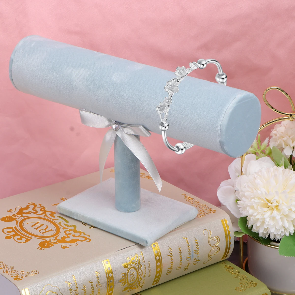 

Fashion Jewelry Headband Hair Clasp Organizer Holder T-bar Display Stand Rack for Women Girl (Light Blue)