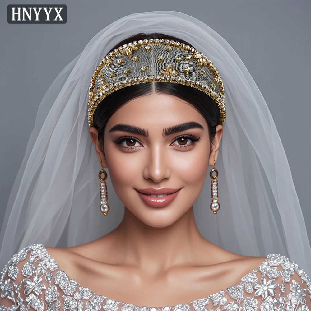 

HNYYX Sparkling Rhinestone Baroque Headband Luxury Wide Mesh Hair Hoop Elegant Bride Headwear Wedding Prom Hair Accessories A398