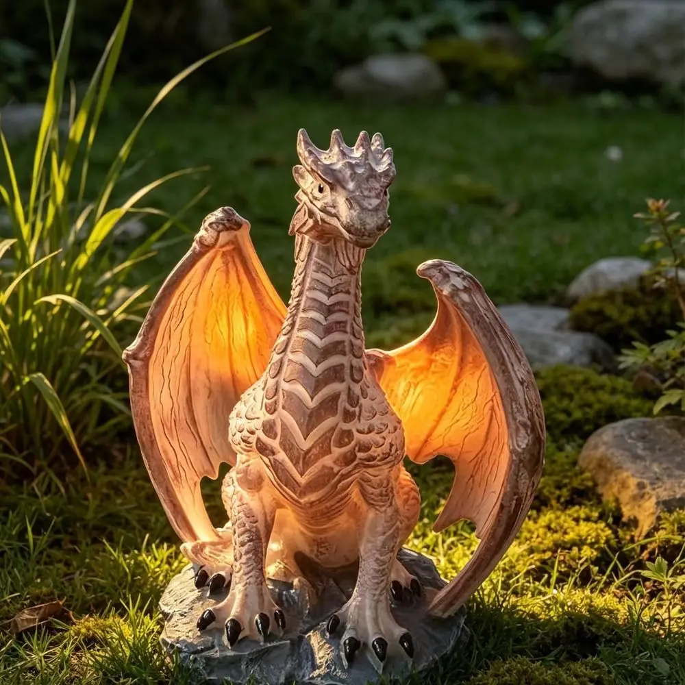 Dragon Shape Solar Garden Light Solar Powered Warm Night Glow Solar Stake Light Weatherproof Easy Install Garden Stake Lamp