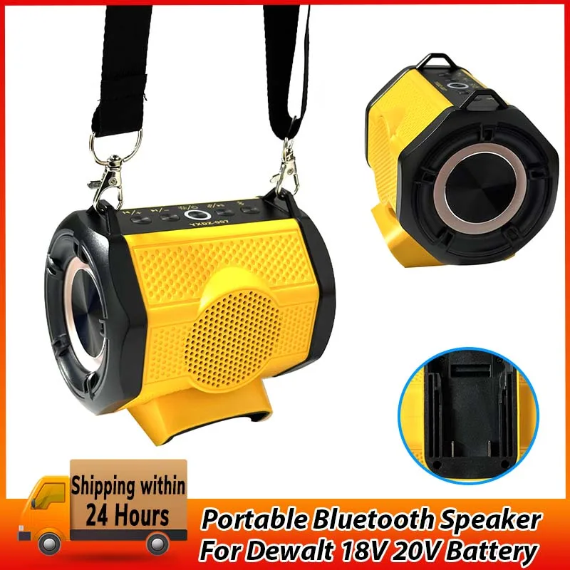 Portable Bluetooth Speaker For Dewalt 18V 20V Battery Player Loudspeaker Amplifier With USB Type-C port charge for Camping