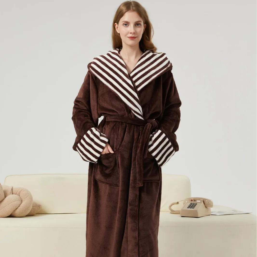 

Autumn and winter coral velvet thickened men's and women's nightgowns and pajamas thickened bathrobes and flannel nightgowns