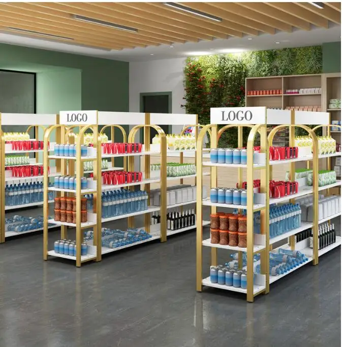 Supermarket convenience store snack shelf display rack storefront double-sided island cabinet