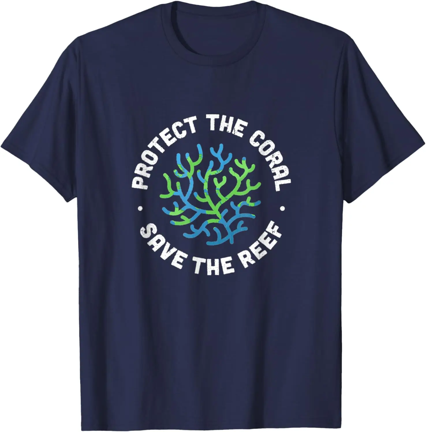 Protect The Coral Save The Reef Graphic T-Shirt Men Cotton Round Neck Casual Tee