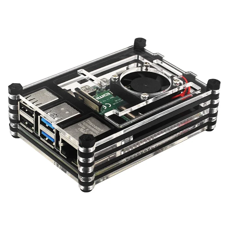 Raspberry Pi 4 Acrylic Case 9 Layer Protection Shell Optional Cooling Fan Heat Sink for Raspberry Pi 4 Model B Pi 4