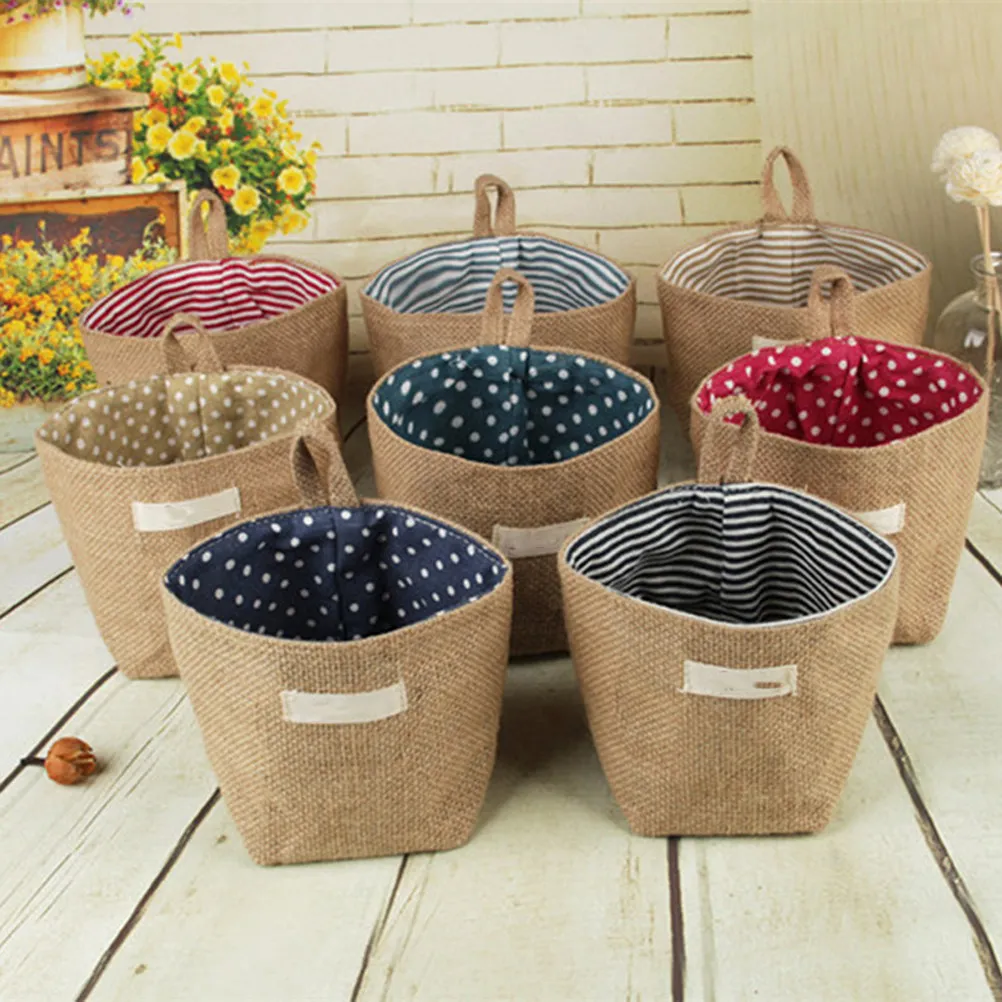 Bolsa de Almacenamiento Colgante de Yute, Fibra Natural Transpirable y Ecológica, para Ropa, Cosméticos, Ropa Interior y Macetas