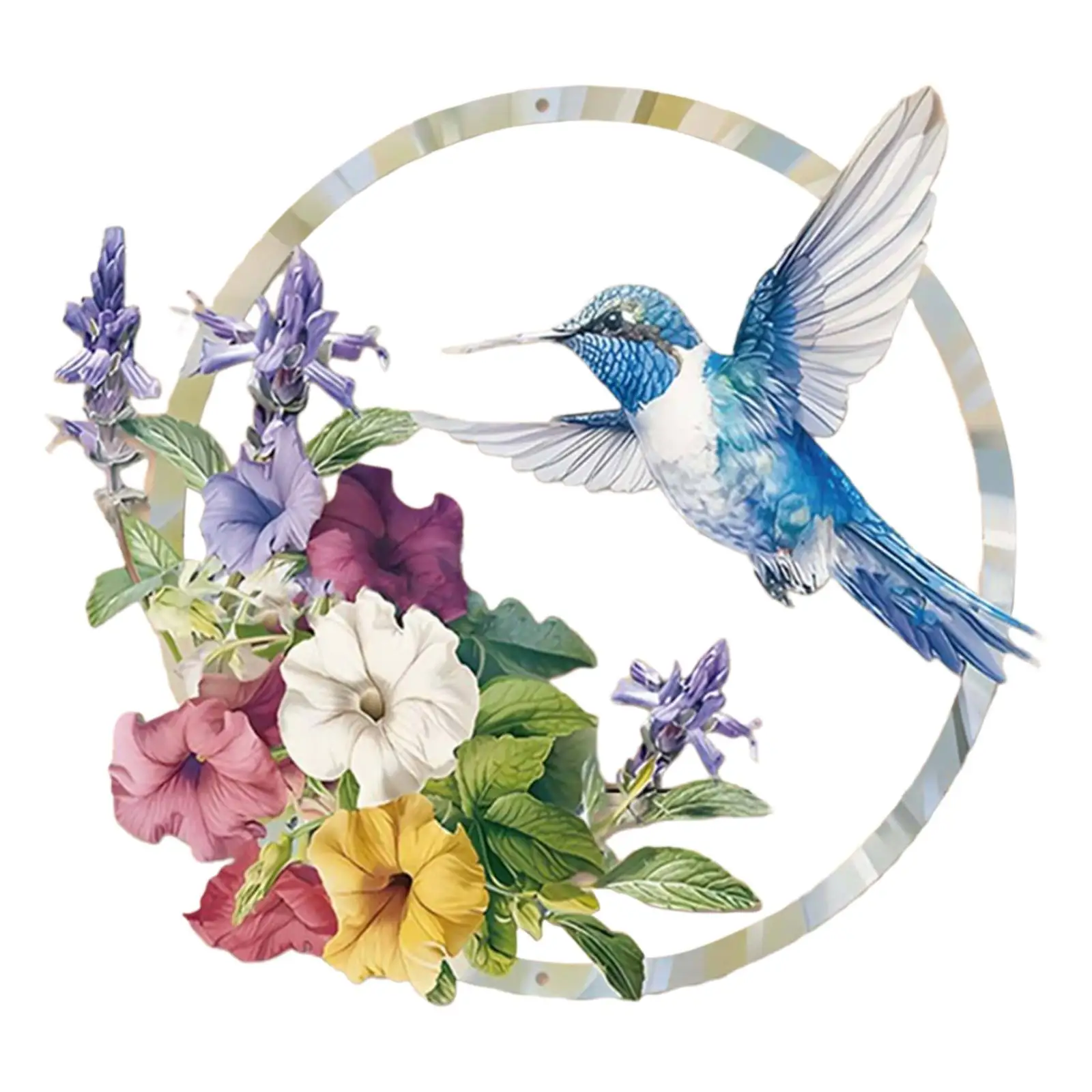 Hummingbird Wall Art Creative Fashion Round Metal for Dining Room Yard Cafe