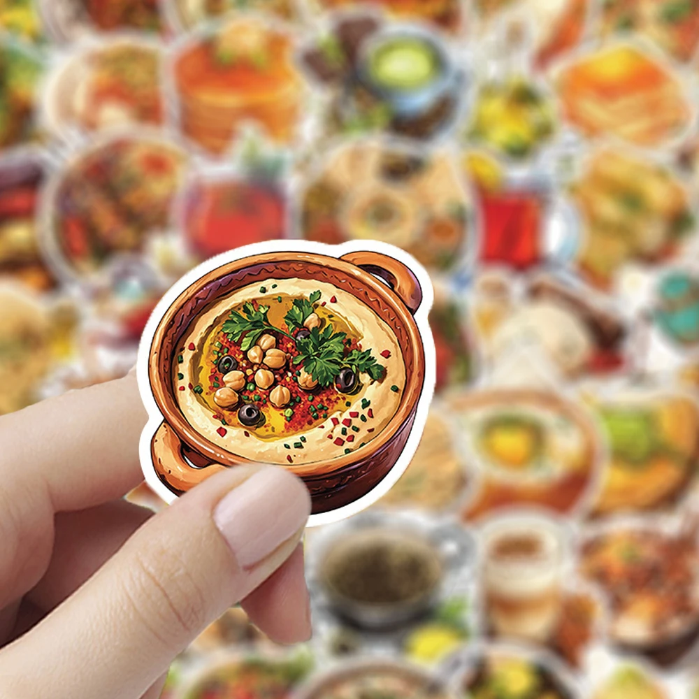 10/30/50pcs Retro Middle Eastern Special Cuisine Stickers Realistic Food Cartoon Sticker Fridge Laptop Phone Luggage Decals Toys
