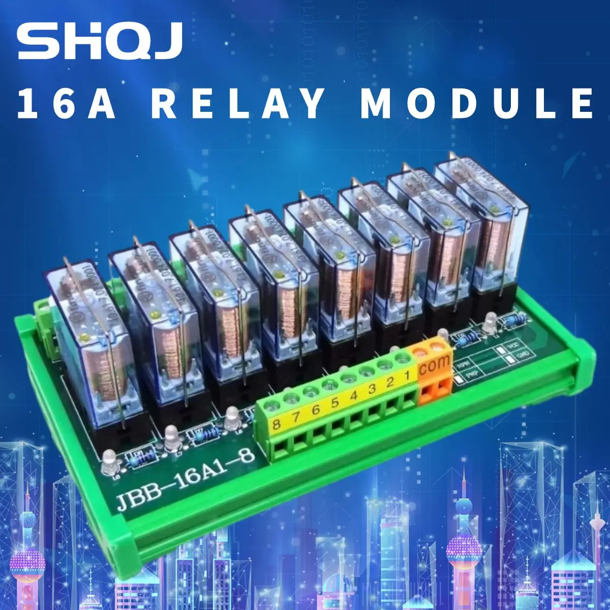 

SHQJ Relay Module 4/8/16 Channel 24V 12V 8 way RELAY 16A DIN Rail Mount PNP NPN G2R-1-E 40.61 PLC control relay module