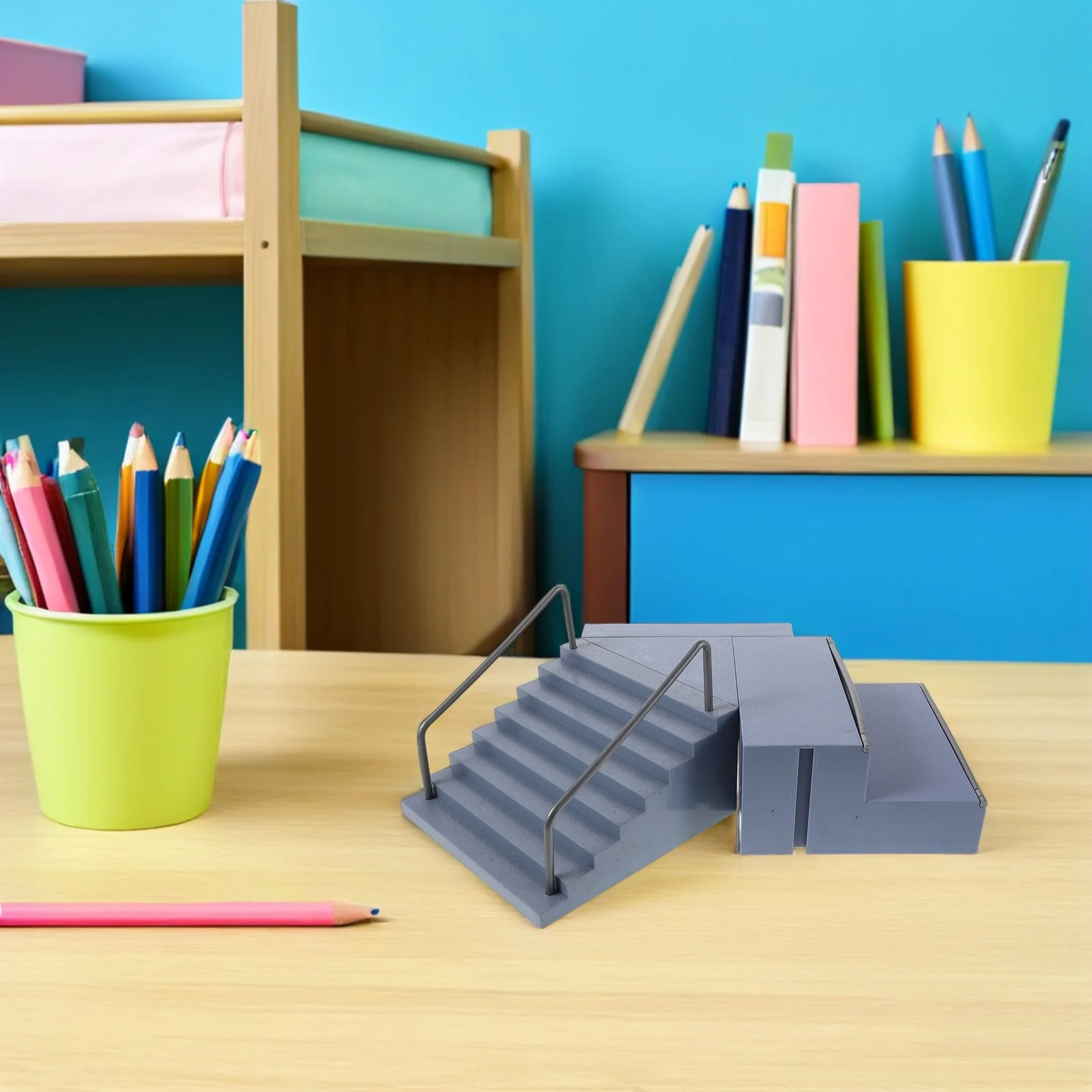 1 Set Finger Mini Skateboard Park Ramps Obstacle Set For Kids Portable Fingerboard Training Props, Fun Skateboard Accessories,