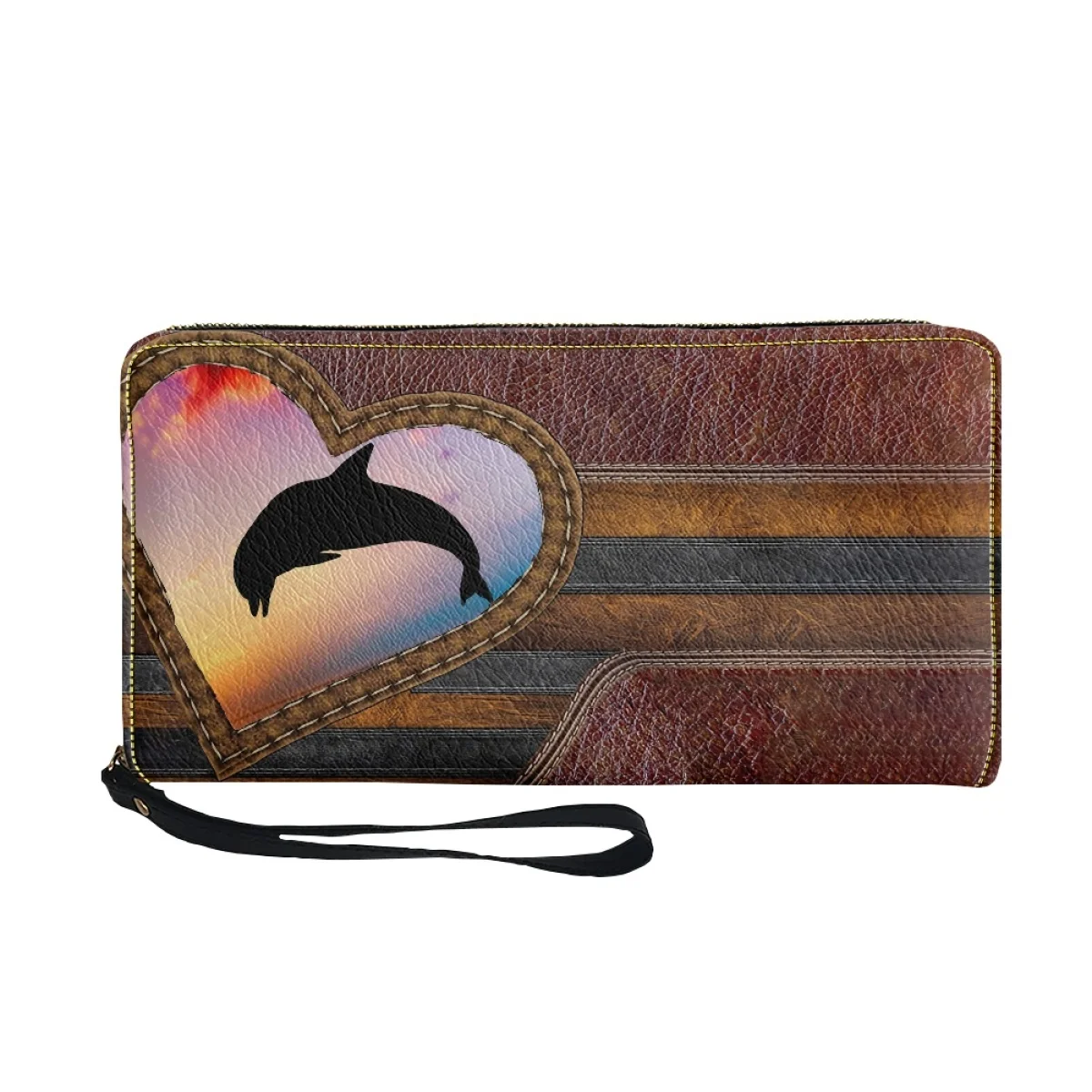 Dolphin Wallet Gift for People Luxury PU Leather Women Wallets Purse Casual Zipper Girls Card Holder Multifunction Cash Case