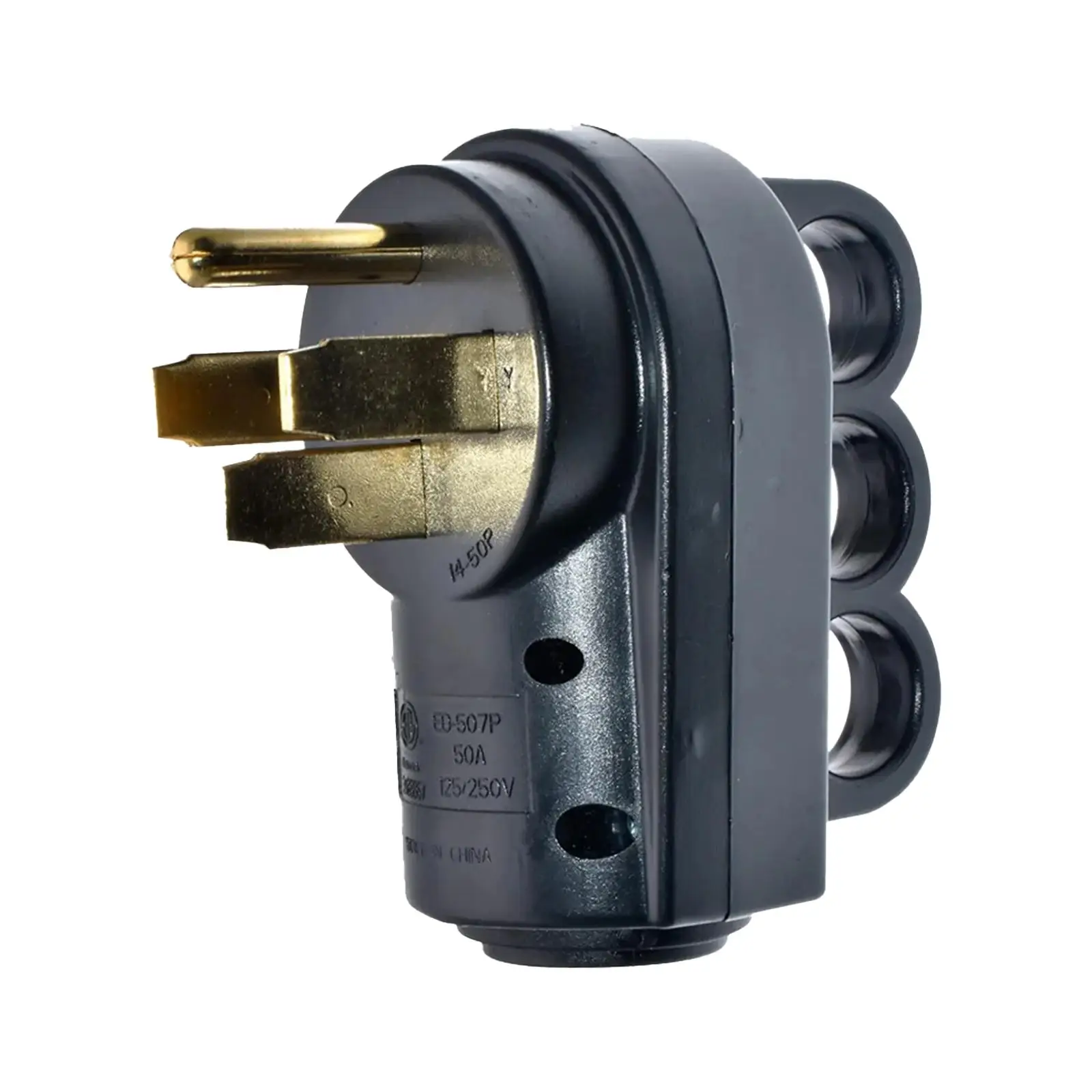 50 Amp Male RV Plug NEMA 14-50P Durable Electrical Power Connector Nylon Power Assembly Plug with Handle 125/250V Heavy Duty