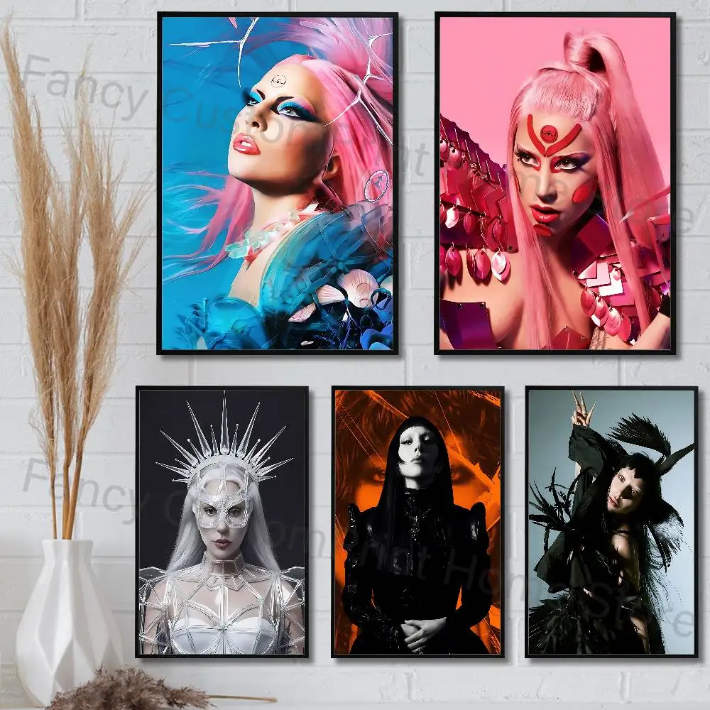 

L-Lady G-Gaga Hot Album Club Bar Paper Vintage Poster Wall Art Painting Bedroom Study Stickers