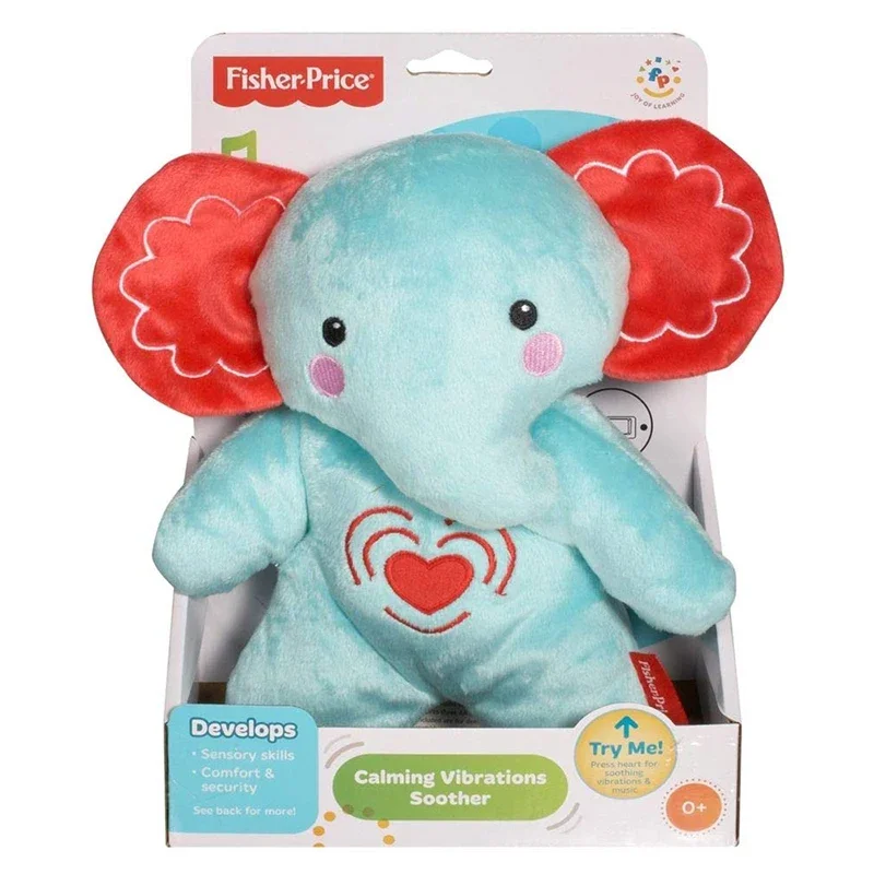 Original Fisher-Price Calmante Vibrações Chupeta Cuddle Elefante Habilidades Sensoriais Conforto e Segurança Brinquedos de Pelúcia Eletrônicos