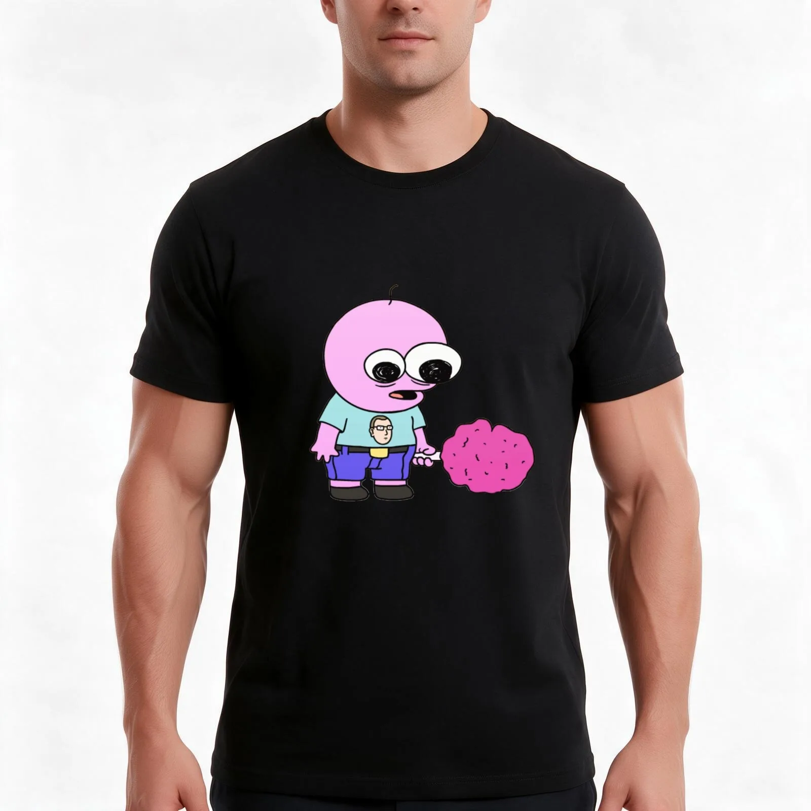 Pim reaches depression - SMILING FRIENDS! T-Shirt, Summer Casual Cotton Tee, Oversized Streetwear Tops, Vintage Graphic Print