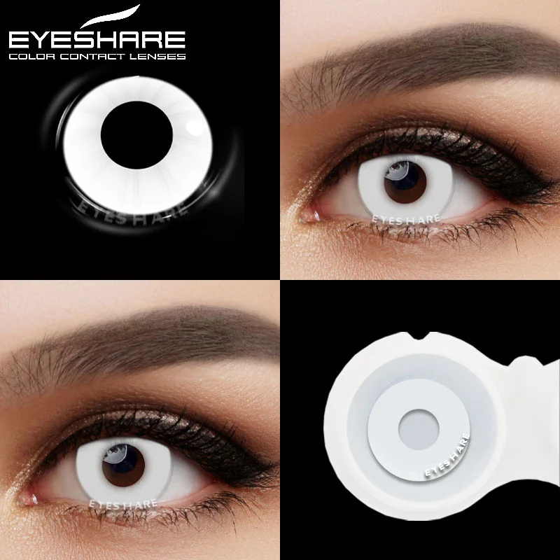 EYESHARE 2pcs Halloween Contacts Lenses Color Contacts Black White Contacts for Eye Anime Cosplay Contacts White Mesh Blind Lens