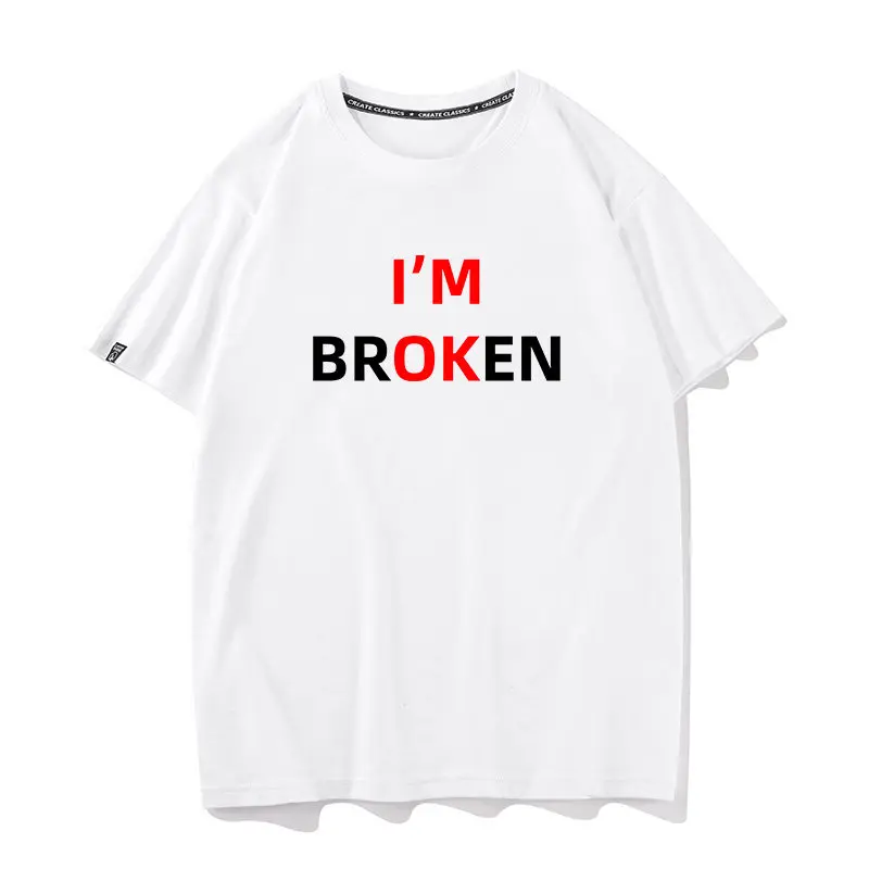 IM Broken English Pun Hides My Breakdown. I'm Doing Well. Summer Short Sleeved T-shirt for Men and Women with Half Sleeves