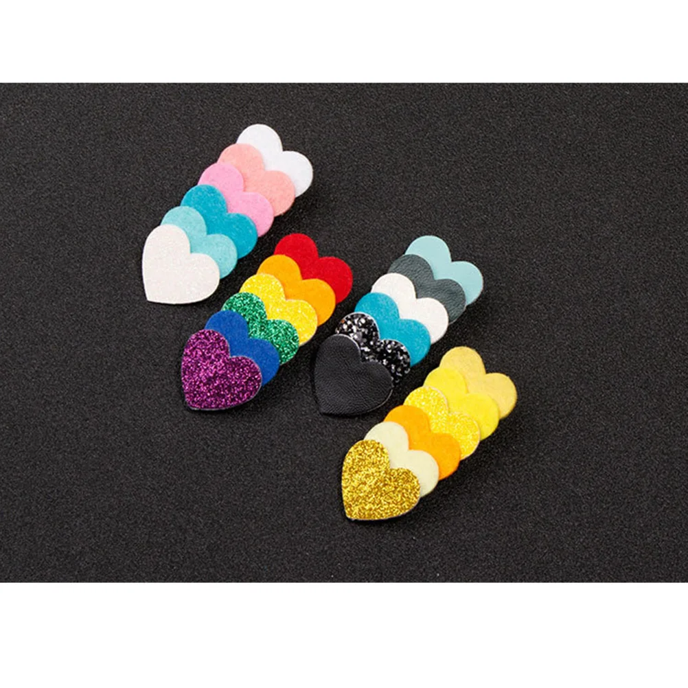 

4 Pcs Heart Shaped Hair Clips Durable Material Accessories Fashionable Hairpins for Girls Sequins Design Gift