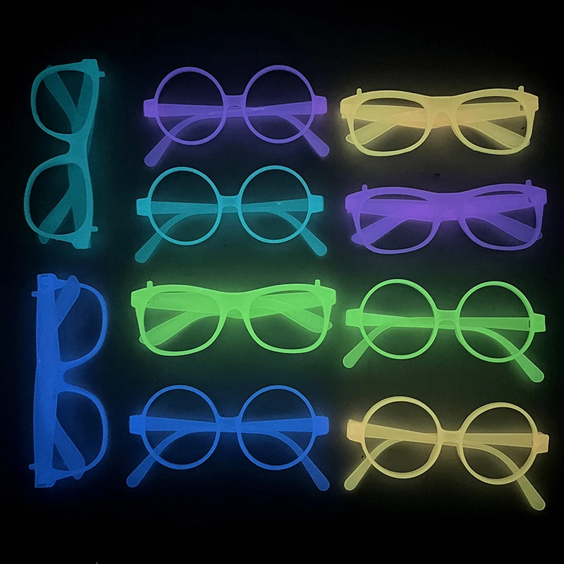 1/5pcs Luminous Glasses Glow In The Dark Glow Glasses Frame For Kids Adult Fluorescent Birthday Party Decor Photo Props Gift Toy