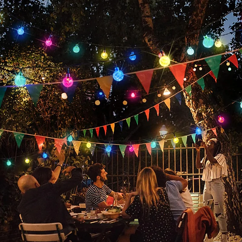 8 Lighting Modes Solar Bubble LED String Lights Outdoor Wedding Garden Home Street Patio Holiday Tree Festival Fence Decoration