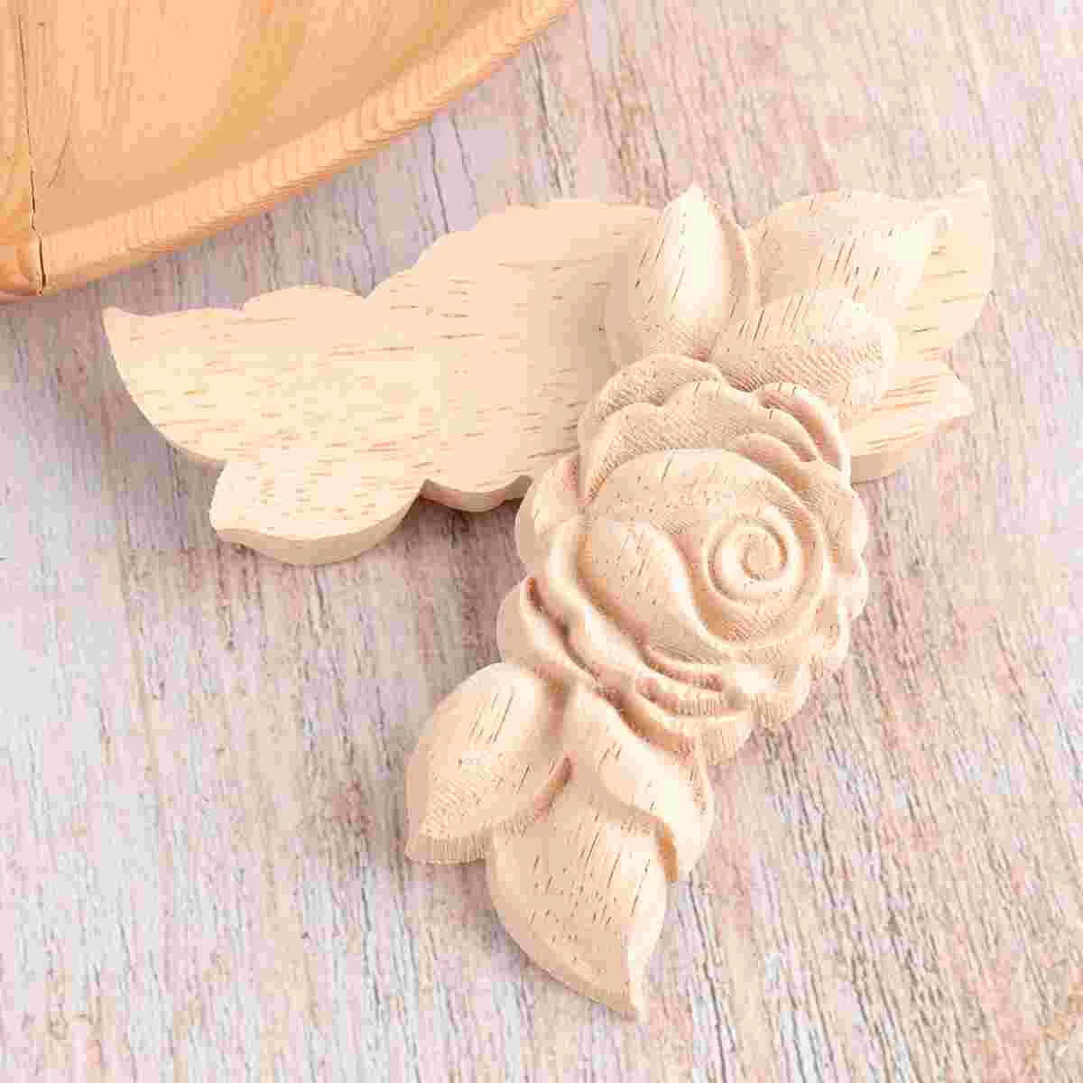

2 Pcs European Style Furniture Ornament Decoration Wood Applique Bamboo Cabinet Corner Decal