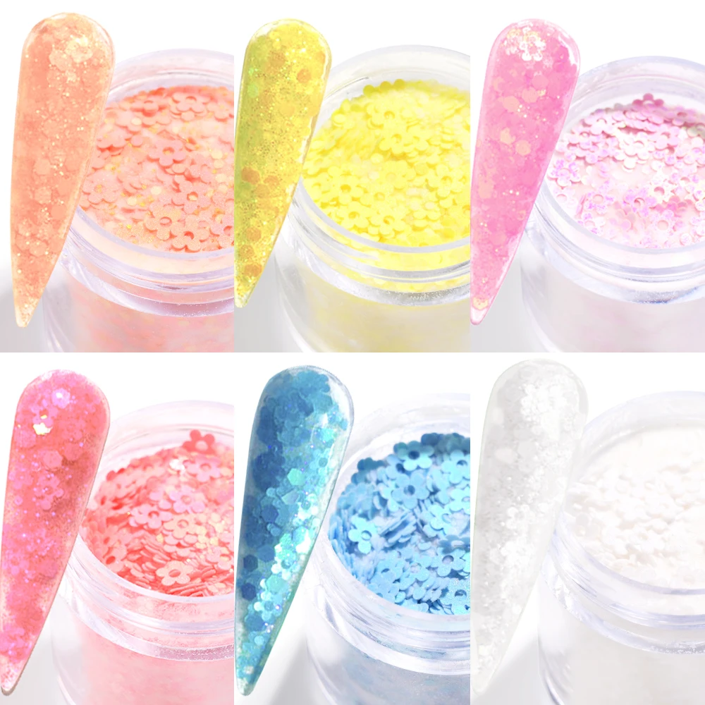 Poudre acrylique à paillettes pour les ongles, 7 couleurs, fleur de prunier, macaron, démontrent 3D, extension d'ongles, trempage, poussière carimplantée